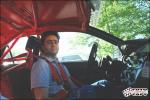 Thomas a bordo della Mitsubishi Evo VII.