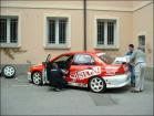 Ultimi preparativi per la Mitsubishi Evo VII di Stagni.