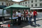 Lo stand allestito in collaborazione con i Piccoli Amici Lontani in Piazza Garibaldi a Sondrio in occasione della partenza e arrivo della 50 Coppa Valtellina.
